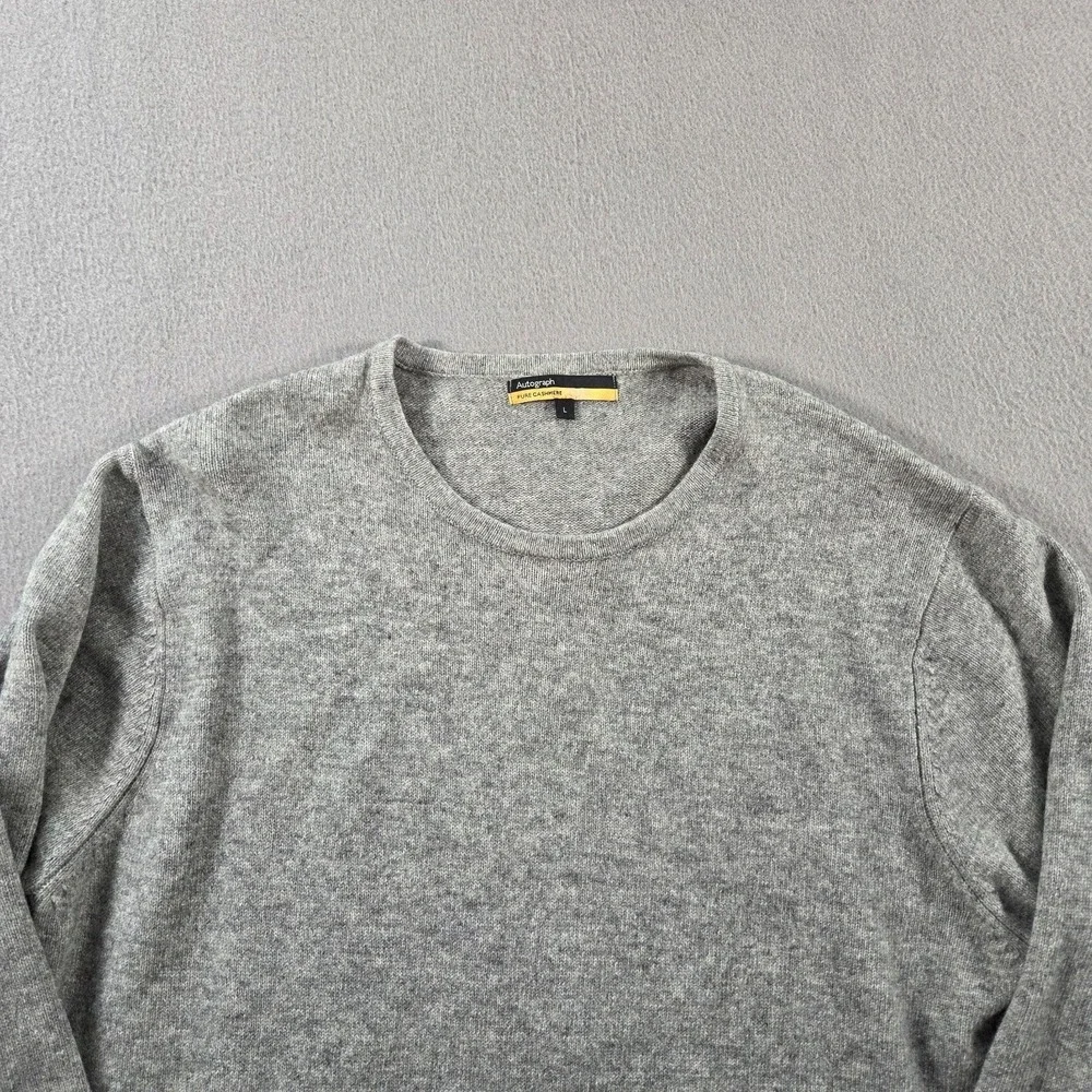 Autograph Sweater Mens Large Grey 100% Cashmere Crewneck Pullover M&S T30 09338